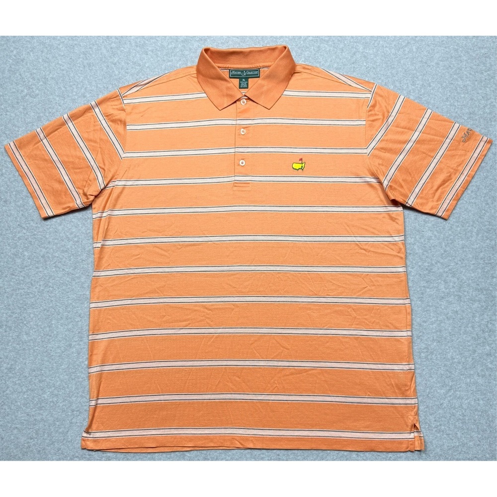 Masters Collection Polo Shirt Mens XL Orange Stripe Augusta National ANGC Golf